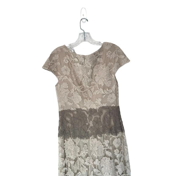 Tadashi Shoji Dress Ivory Latte Pumice Lace Tulle Nomi Formal Evening Size 12 - Picture 10 of 14